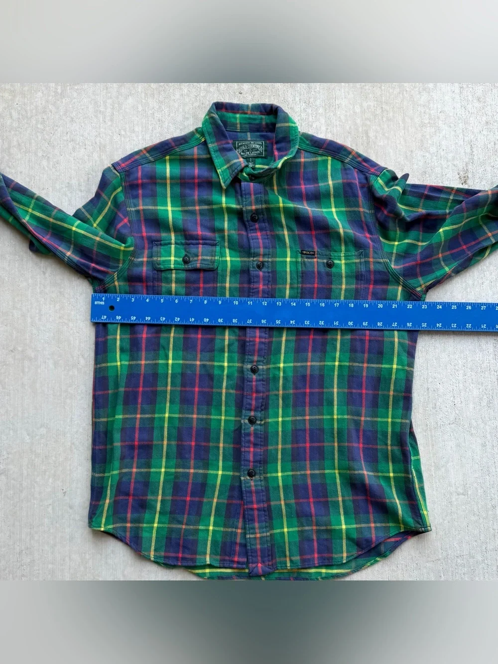 Ralph Lauren Polo Country Flannel Work Shirt Men Size Large Plaid